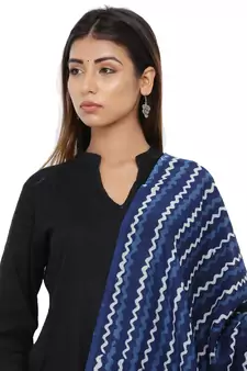 Blue Cotton Indigo Print Dupatta