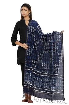 Blue Cotton Indigo Print Dupatta