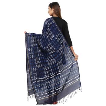 Blue Cotton Indigo Print Dupatta 2