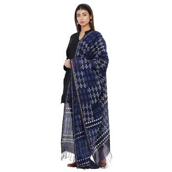 Blue Cotton Indigo Print Dupatta 3