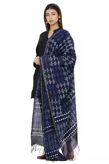 Blue Cotton Indigo Print Dupatta