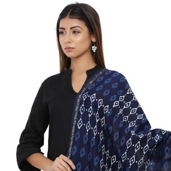 Blue Cotton Indigo Print Dupatta 4