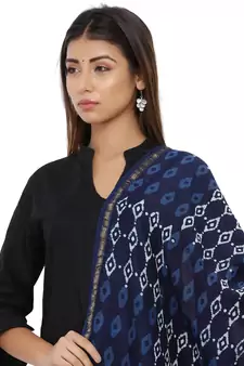 Blue Cotton Indigo Print Dupatta