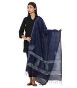 Blue Cotton Indigo Print Dupatta