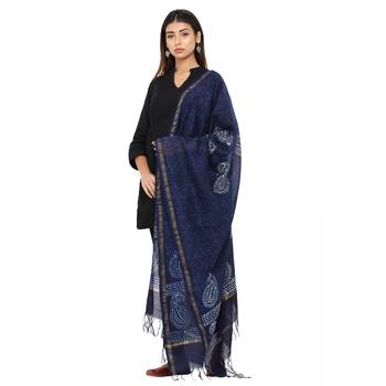 Blue Cotton Indigo Print Dupatta 2