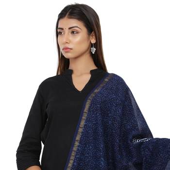 Blue Cotton Indigo Print Dupatta 3