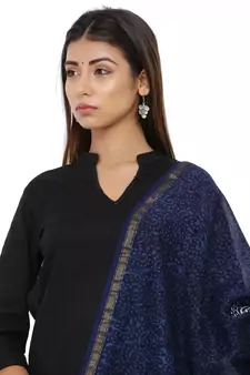 Blue Cotton Indigo Print Dupatta