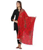 Red Cotton Block print Dupatta