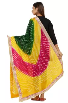Multicolor Art Silk Bandhej Dupatta