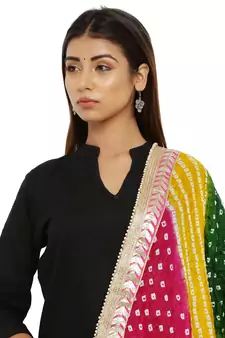 Multicolor Art Silk Bandhej Dupatta