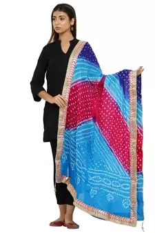 Multicolor Art Silk Bandhej Dupatta