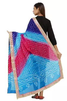 Multicolor Art Silk Bandhej Dupatta