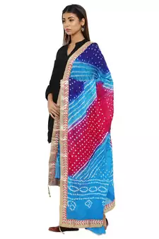 Multicolor Art Silk Bandhej Dupatta