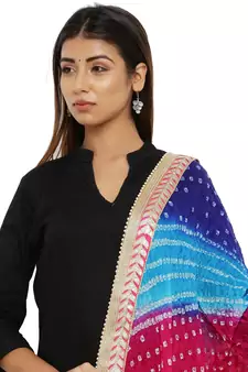 Multicolor Art Silk Bandhej Dupatta