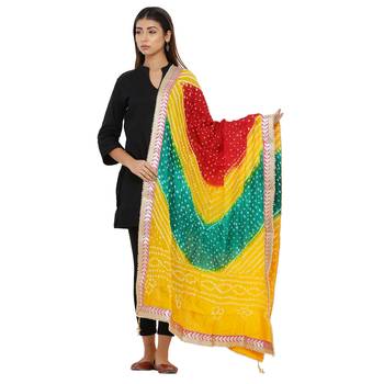 Multicolor Art Silk Bandhej Dupatta 1