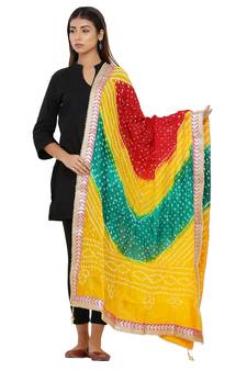 Multicolor Art Silk Bandhej Dupatta