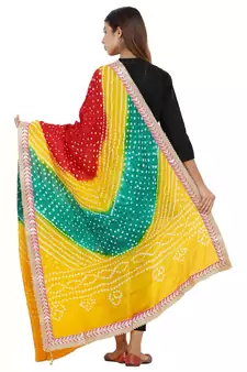 Multicolor Art Silk Bandhej Dupatta