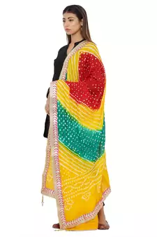 Multicolor Art Silk Bandhej Dupatta