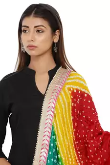 Multicolor Art Silk Bandhej Dupatta