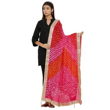 Multicolor Art Silk Bandhej Dupatta 1