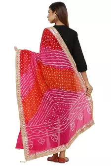 Multicolor Art Silk Bandhej Dupatta