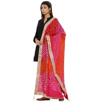 Multicolor Art Silk Bandhej Dupatta 3