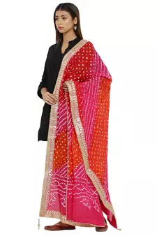 Multicolor Art Silk Bandhej Dupatta