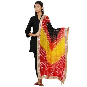 Multicolor Art Silk Bandhej Dupatta 1