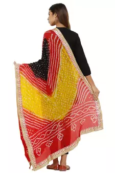 Multicolor Art Silk Bandhej Dupatta