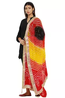 Multicolor Art Silk Bandhej Dupatta