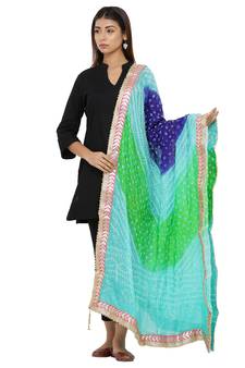 Multicolor Art Silk Bandhej Dupatta