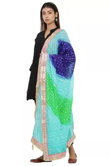 Multicolor Art Silk Bandhej Dupatta