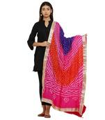 Multicolor Art Silk Bandhej Dupatta