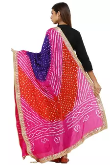Multicolor Art Silk Bandhej Dupatta