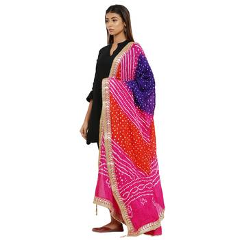 Multicolor Art Silk Bandhej Dupatta 3