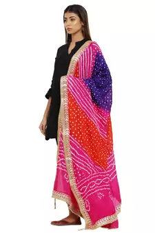 Multicolor Art Silk Bandhej Dupatta