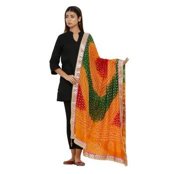 Multicolor Art Silk Bandhej Dupatta 1