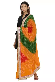 Multicolor Art Silk Bandhej Dupatta