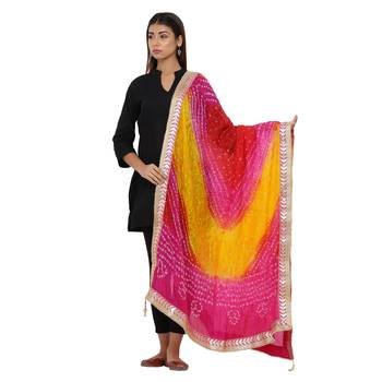 Multicolor Art Silk Bandhej Dupatta 1