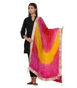 Multicolor Art Silk Bandhej Dupatta