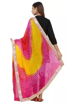 Multicolor Art Silk Bandhej Dupatta
