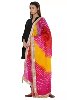 Multicolor Art Silk Bandhej Dupatta