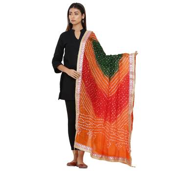 Multicolor Art Silk Bandhej Dupatta 1