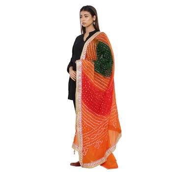 Multicolor Art Silk Bandhej Dupatta 3