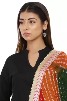 Multicolor Art Silk Bandhej Dupatta