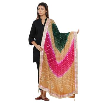 Multicolor Art Silk Bandhej Dupatta 1
