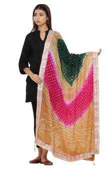 Multicolor Art Silk Bandhej Dupatta