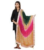 Multicolor Art Silk Bandhej Dupatta