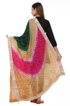 Multicolor Art Silk Bandhej Dupatta