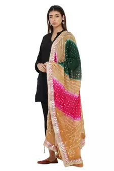 Multicolor Art Silk Bandhej Dupatta